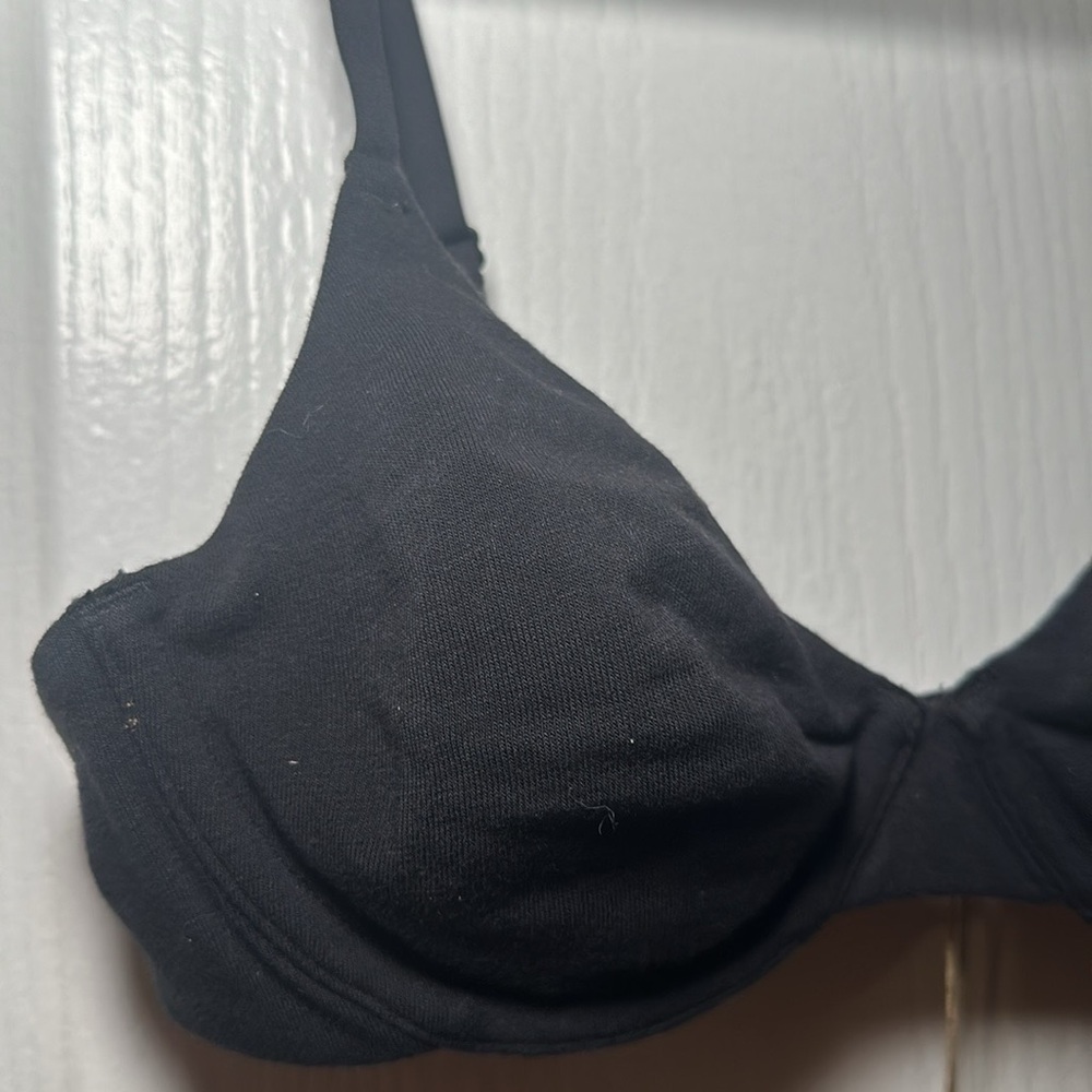 SKIMS Cotton Jersey Underwire Bra Soot Black 32B BR-UWR-0637 NEW - Picture 4 of 9